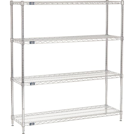Nexel 4 Shelf, Chrome Wire Shelving Unit, Starter, 54inW x 14inD x 54inH 188210